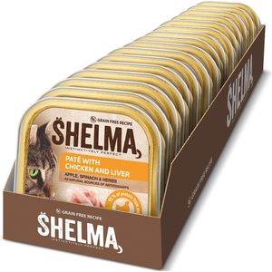 Shelma - Premium Kattenvoer Natvoer - Paté met Kip Lever en Groenten - 16 x 100 g