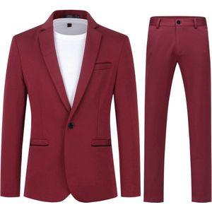 Allthemen Heren Tweedelig Pak - Aansluitend en Enkele Knoop Pak - XS