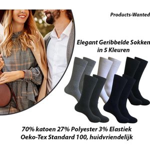10-Paar Elegant Geribbelde Sokken in 5 Kleuren 39-42