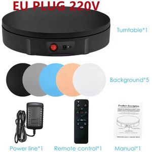 Draaitafel - Elektrische Roterende Display Stand – 360° Draaitafel met Afstandsbediening – Tot 100 kg Draagkracht – Voor Fotografie & Sieraden Display – Zwart