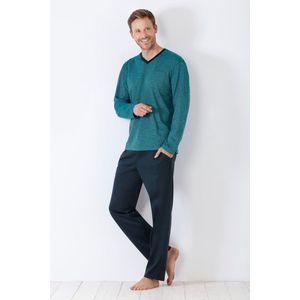Blauwe herenpyjama Hajo met V-hals - Groen - Maat - 54