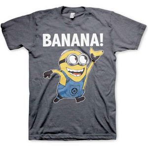 Minions Heren Tshirt -S- Banana! Grijs