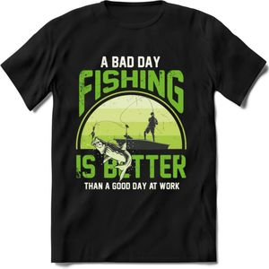 A Bad Day Fishing - Vissen T-Shirt | Groen | Grappig Verjaardag Vis Hobby Cadeau Shirt | Dames - Heren - Unisex | Tshirt Hengelsport Kleding Kado - Zwart - M