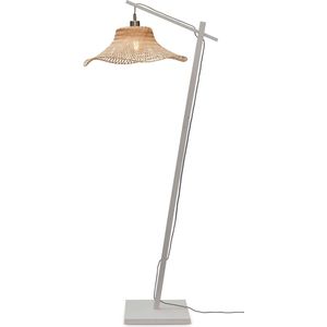 GOOD&MOJO Vloerlamp Ibiza - Bamboe Wit/Naturel - 77x50x150cm - - Staande lamp voor Woonkamer - Slaapkamer