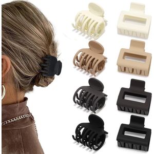 8x Haarklemmen - Dames - Haarklem - Haarklemmen Dames -Haaraccessoires - Haarclip - Haarspeld - Haarklauw - 4 Kleuren - Haarspelden - Haarspelden Dames - Clips - Voor dames en meisjes voor dun haar, dik haar - Set H