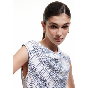 Mouwloos Bamboe Kraag Satinbluse