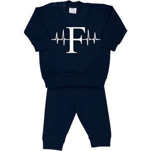 La Petite Couronne Pyjama 2-Delig ""Hartslag Feyenoord"" Unisex Katoen Zwart/wit Maat 80/86