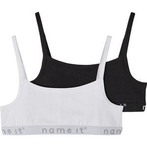 Name it 2-pak meisjes Spaghetti Topje - Black / White - 116 - Wit