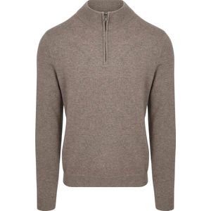 Steppin' Out Half Zip Trui Merinowol Taupe - Maat L - Heren - Pullovers
