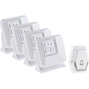 Pilota Porta draadloze deurbel 400 meter bereik met 4 ontvangers op batterijen + flitslicht