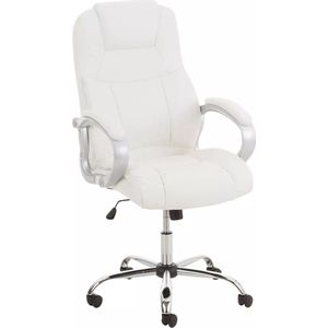 In And OutdoorMatch Bureaustoel Deluxe Berry - Wit - Op wielen - Kunstleer - Ergonomische bureaustoel - Voor volwassenen - In hoogte verstelbaar 47-56cm