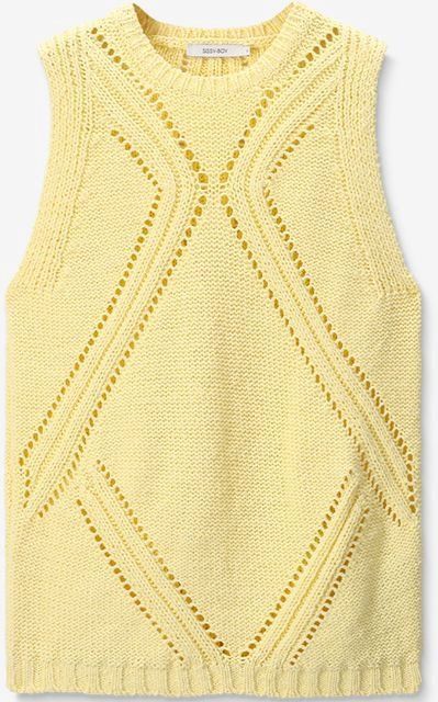 Sissy-Boy - Lichtgele Gebreide Top - Mouwloos - Ronde Halslijn
