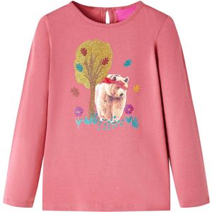 vidaXL - Kindershirt - met - lange - mouwen - 92 - oudroze