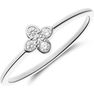 Lucardi Dames Zilveren ring klaver zirkonia - Ring - 925 Zilver - Zilverkleurig - 16 / 50 mm