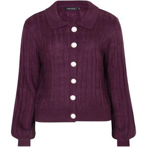 Ydence - Colette Cw2526 - Vest - Aubergine - Gebreide Truien