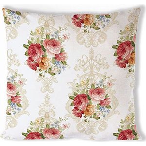 Ambiente - Kussenhoes exclusief binnenkussen - Rozen - Gobelin - 40 x 40 - Serie Sara Cream