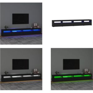 vidaXL Tv-meubel met LED-verlichting 270x35x40 cm zwart - Tv-kast - Tv-kasten - Tv-meubel - Tv-meubel Met LED-verlichting