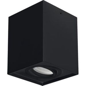 Vierkante Opbouwspot Zwart 10x10cm - GU10 - Industrieel - Plafondspot past over centraaldoos - Spotjes voor woonkamer, slaapkamer of keuken.