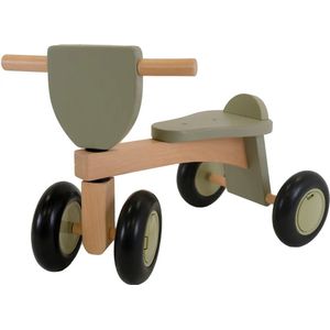 Bandits & Angels Vintage Rider Green Loopfiets Hout vanaf 1 jaar - Voor Jongens en Meisjes - Houten Loop Fiets Groen - Vierwieler - Geluidsarme en Krasvrije Wielen