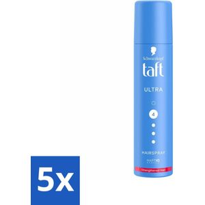 Taft - Ultra 4 - Haarspray Mini - Sterke hold voor onderweg - 75 ml - Bulkverpakking - 5 stuks