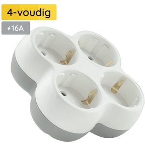 Technik Verdeelstekker - 4-Voudig - Doorvoerstekker - Stopcontact Splitter - Wit