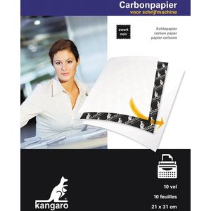 Kangaro carbonpapier, ft A4 (21 x 31 cm), zwart, pak van 10 vel 6 stuks