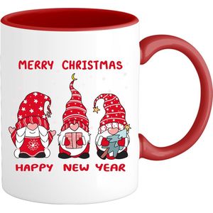 Christmas Gnomies - Foute kersttrui kerstcadeau - Dames / Heren / Unisex Kleding - Grappige Kerst Outfit - Mok - Rood