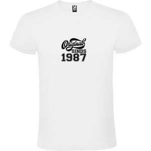 Wit T-Shirt met “Original Sinds 1987 “ Afbeelding Zwart Size XXXL