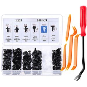 100 Delige Auto Carrosserie Clips - Automontageklemmen - Fender Clips - Bekleding Clips - met 5-delige bevestigingsverwijderingstool