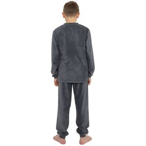 Outfitter fleece pyjama jongens Game Over - Warme winter kinder pyjama - 164 - Grijs