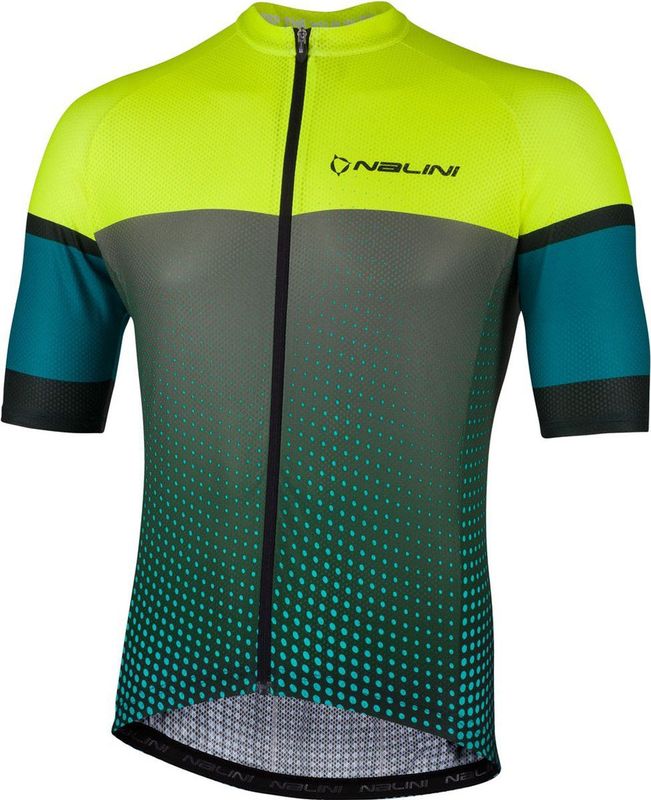 Nalini - NEW CROSS - Fietsshirt - Groen - Geel - Korte Mouwen