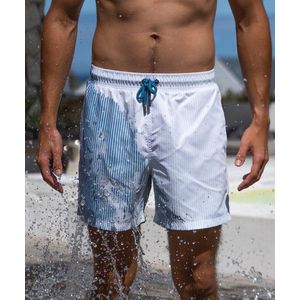 SEA'SONS - Zwembroek Heren - Kleurveranderend - Gestreept - Blauw Wit - Maat XXL