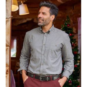 ATLAS FOR MEN - Gestreept overhemd van popeline - Heren - Verkrijgbaar in grote maten - M