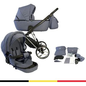 P'tit Chou Novara Jeans - Complete 2 in 1 Kinderwagen set - Buggy + Incl. Accessoires & Maxi-Cosi adapters
