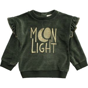 Your Wishes Velvet Ruffle Sweater - Trui - Groen - Velvet - Feest - Meisjes - Maat: 122/128