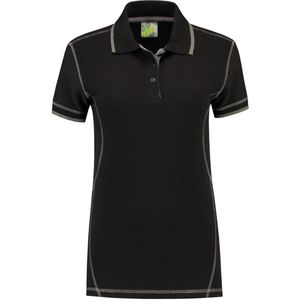 Lemon & Soda polo voor dames in de kleur zwart in de maat M met contrast details