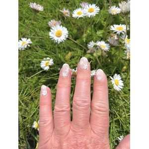 BIMA Nails - Gellak Nagel Stickers - Gel Nagel Wraps - Nail Art - UV lamp nodig - Pink Daisy