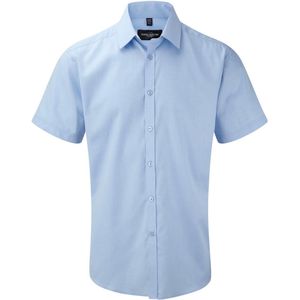 Russell Herenshirt met korte mouwen Visgraatwerk Shirt (Lichtblauw)