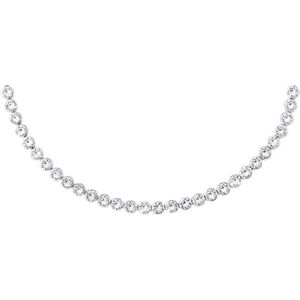 Lucardi Dames Zilveren collier met kristal wit - Echt Zilver - Ketting - Cadeau - 45 cm - Zilverkleurig