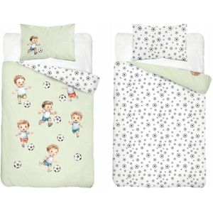 Kinderbeddengoed 90x120cm Voetbal Min Groen Katoen