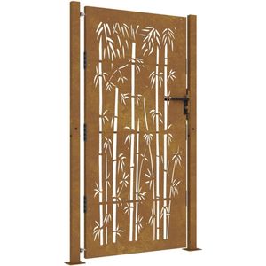 vidaXL - Poort - 105x180 - cm - bamboe-ontwerp - cortenstaal