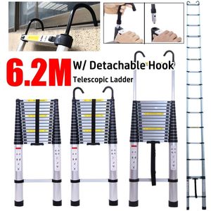 Telescopische Ladder – Telescoopladder – Uitschuifladder – Vouwladder – Opvouwbare Ladder – 6,2 Meter Max Hoogte – Aluminium Met Afneembare Haakjes
