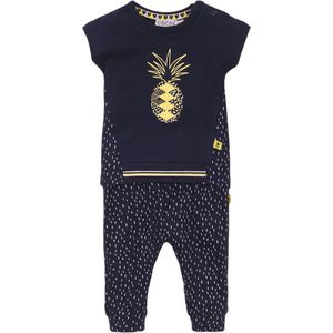 Dirkje - Girls 2 pce babysuit trousers Navy + aop + yellow - maat 56