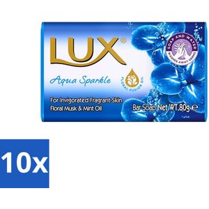 Lux - Zeep - Aqua Sparkle - Hydraterend - Verkwikkende Geur - 80 g - Bulkverpakking - 10 stuks