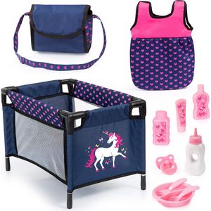 Bayer Design - Babypop Travel Set 11 in 1 - Blauw met eenhoorn
