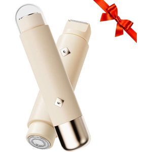 Bikini Shaver - Elektrische bikinitrimmer voor vrouwen, 2-in-1 scheerapparaat met dubbele kop, elektrisch scheerapparaat voor vrouwen (beige)