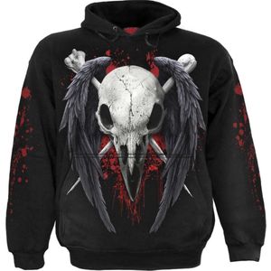 Spiral Death Raven Hoodie Heren Trui met capuchon - zwart - XXL