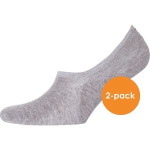 Tommy Hilfiger Footie Socks (2-pack) - heren sneaker sokken katoen - onzichtbaar - grijs melange - Maat: 43-46