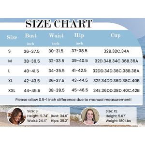 Eendelig dames badpak met beha en V-hals - Sexy badmode in S-XXL