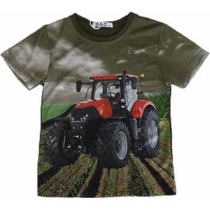 S&c Tractor / Trekker Shirt - Korte Mouw - Case - H209 -  Groen - Maat 146/152